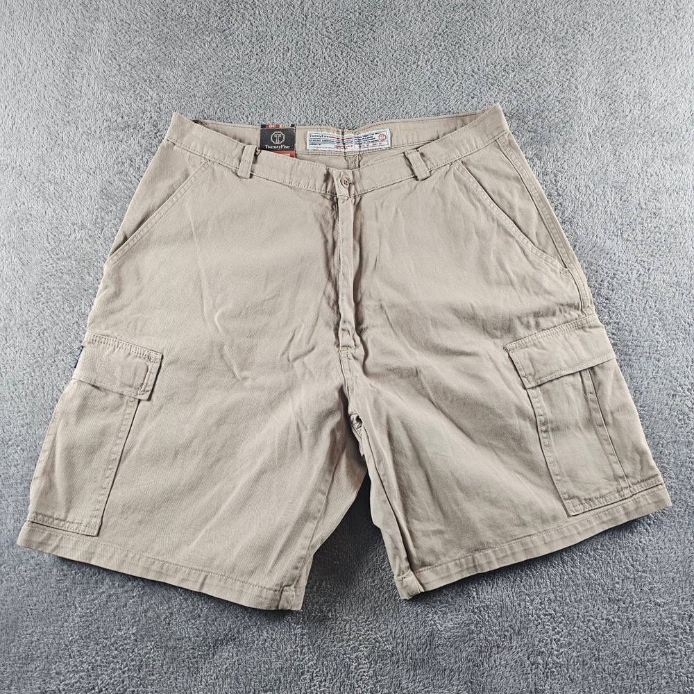 TwentyFive American Sportsman Mens Khaki Cargo Shorts Size 30 Tan Twill Utility